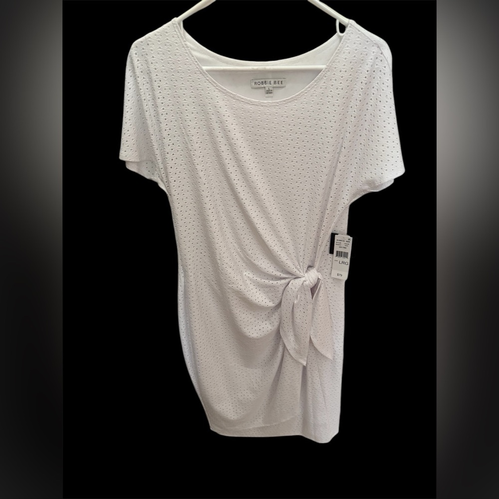 Robbie Bee White Relaxed Tie-Front Dress